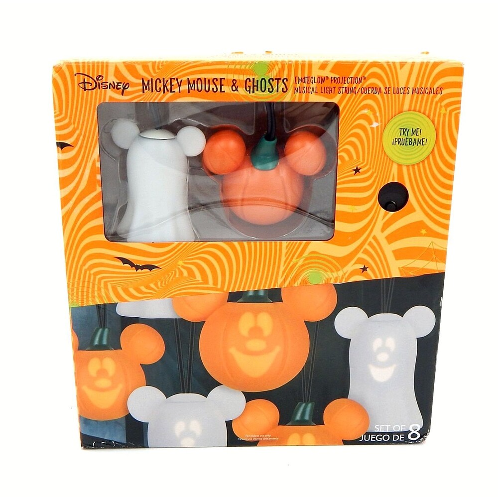 Disney Mickey Mouse Ghost Pumpkin Emoteglow Projection Musical 8 Light String